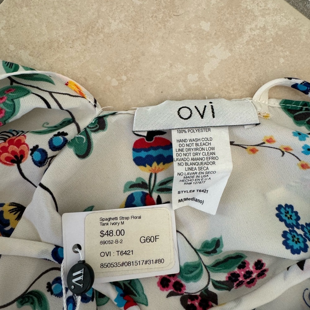 OVI Floral Flowy Tank Top Open Back M NWT - Picture 3 of 3